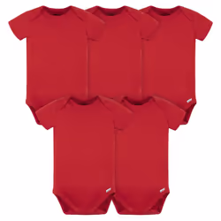 gerber Baby 5 Pack Onesies Multi-Packs Bundle Interlock 180 gsm Red 6-9 Months