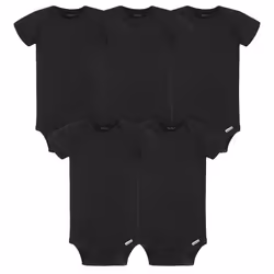 Gerber Baby 5-Pack Solid Onesies Bodysuits Black 0-3 Months