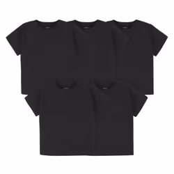 gerber Baby Toddler 5-Pack Solid Short Sleeve T-Shirts Jersey 160 gSM  Black  12 Months