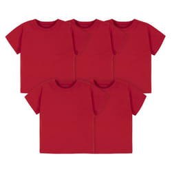 gerber Baby Toddler 5-Pack Solid Short Sleeve T-Shirts Jersey 160 gSM  Red  4T