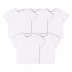 Gerber Baby Toddler 5-Pack Solid Short Sleeve T-Shirts Jersey 160 GSM White 12 Months