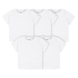 Gerber Baby Toddler 5-Pack Solid Short Sleeve T-Shirts Jersey 160 GSM  White  12 Months