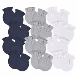 Gerber Baby 8-Pack Scratch Mittens  Navy/Gray/White  0-3 Months (12-Pack)