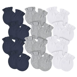 Gerber Baby 8-Pack Scratch Mittens  Navy/Gray/White  0-3 Months (12-Pack)