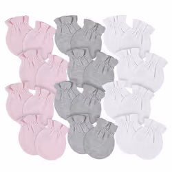 Gerber Baby 8-Pack Scratch Mittens  Pink/Gray/White  0-3 Months (12-Pack)
