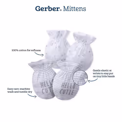 Gerber Baby 12-Pack No Scratch Mittens  Gray Heather  0-3 Months (8-Pack)
