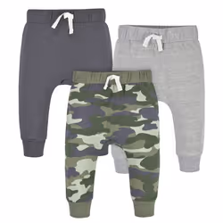 Gerber Baby Boys' Toddler 3-Pack Jogger Pants Camo 2T