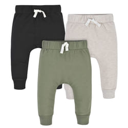 Gerber Baby Boys' Toddler 3-Pack Jogger Pants  Green/Black  0-3 Months