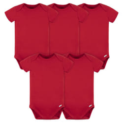 gerber Baby 5 Pack Onesies Multi-Packs Bundle Interlock 180 gsm  Red  24 Months