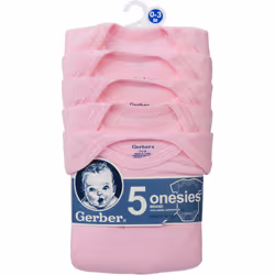 Gerber Baby 5-Pack Solid Onesies Bodysuits  Pink  24 Months