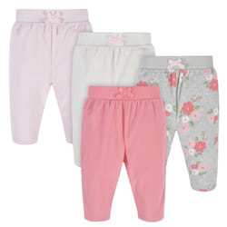 Gerber Baby Girls' 4-Pack Microfleece Pants  Floral  18 Months