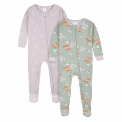 Gerber Baby Girl's 4-Pack Footed Pajamas  Roses and Fox  3T