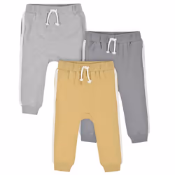 Gerber Baby Boy's Toddler 3-Pack Jogger Pants Mustard and Grey 5T
