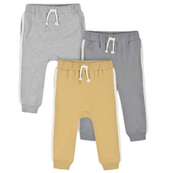 Gerber Baby Boy's Toddler 3-Pack Jogger Pants  Mustard and Grey  5T