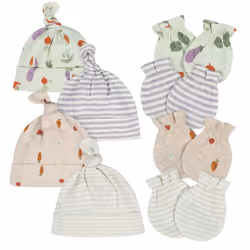 Gerber Baby Girl's 8 9-Piece Cap and Mitten Sets Happy Veggies Newbo