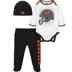 Gerber NFL Baby Boys' 3Pc Bodysuit  Footed Pant  & Cap Set  Cincinnati Bengals  3-6 Months