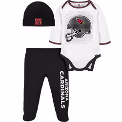 Gerber NFL Baby Boys' 3Pc Bodysuit Footed Pant & Cap Set Arizona Cardinals 3-6 Months