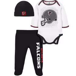 Gerber NFL Baby Boys' 3Pc Bodysuit Footed Pant & Cap Set Atlanta Falcons 0-3 Months