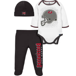Gerber NFL Baby Boys' 3Pc Bodysuit  Footed Pant  & Cap Set  Tampa Bay Buccaneers  0-3 Months
