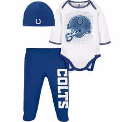 Gerber NFL Baby Boys' 3Pc Bodysuit Footed Pant & Cap Set Indianapolis Colts 0-3 Months