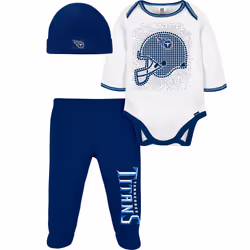Gerber NFL Baby Boys' 3Pc Bodysuit  Footed Pant  & Cap Set  Tennessee Titans  6-9 Months