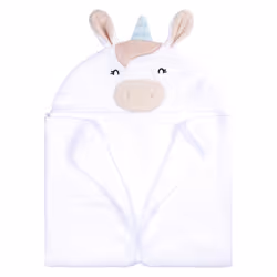 Gerber Baby 4 Piece Animal Character Hooded Towel and Washcloth Set  White Unicorn  One Size