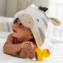 Gerber Baby 4 Piece Animal Character Hooded Towel and Washcloth Set  Grey Zebra  One Size