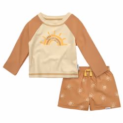 Gerber Baby Boy's Toddler Long Sleeved Rashguard Swim Bathing Suit Set Suns 0-3 Months