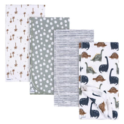 Gerber Unisex Baby 100% Cotton Flannel Receiving Blankets 30x30 Inches (Pack of 4)  Dino Time  One Size