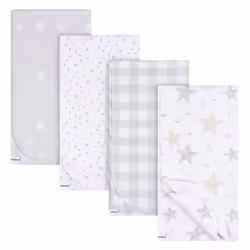 Gerber Unisex Baby 100% Cotton Flannel Receiving Blankets 30x30 Inches (Pack of 4)  Celestial  One Size