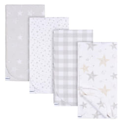 Gerber Unisex Baby 100% Cotton Flannel Receiving Blankets 30x30 Inches (Pack of 4)  Celestial  One Size