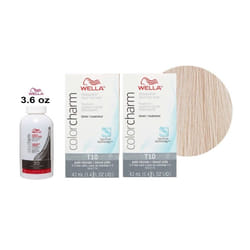 3.6oz) Wella Color Charm Hair Toner - T10 Pale Blonde - T10+T10+Developer (Vol. 20