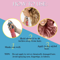 Jerome Russell Temporary Hair Color Spray Pink - Intense Spray-On Temporary Hair Color  Fast-Drying  Non-Sticky  Travel Size  2.2 oz  Peroxi