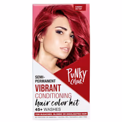 Punky Colour Box Kit Cherry on Top - For Bleached  Blonde or Highlighted Hair  Non-Damaging Hair Dye  Vegan  PPD and Paraben  ...