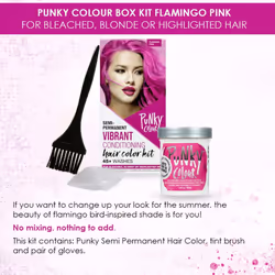 Punky Colour Box Kit Flamingo Pink - For Bleached  Blonde or Highlighted Hair  Non-Damaging Hair Dye  Vegan  PPD and Paraben Free  Condition