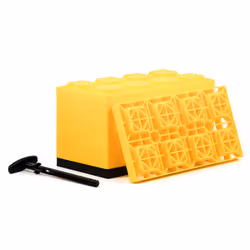 Camco 44515 FasTen 4x2 Durable Plastic RV Mobile Home Camper Leveling Interlocking Stabilizer Blocks with T Handle for Dual T ...