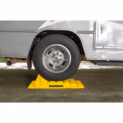 Camco 44515 FasTen 4x2 Durable Plastic RV Mobile Home Camper Leveling Interlocking Stabilizer Blocks with T Handle for Dual Tires  Yellow (10 Pack)