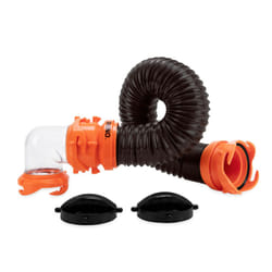 Camco RhinoFLEX Tote Tank 3-foot Sewer Hose Kit | Features a Clear Low-Profile 90-Degree Elbow  Steel Wire Reinforced Polyolefin Construction  and 4 B