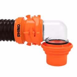 Camco RhinoFLEX Tote Tank 3-foot Sewer Hose Kit | Features a Clear Low-Profile 90-Degree Elbow  Steel Wire Reinforced Polyolefin Construction  and 4 B