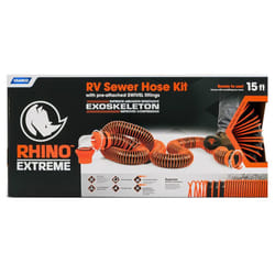 Camco Manufacturing 39861: Rhinoextreme 15' Sewer Hose Kit W/Swivel Fit  4-N-1  Elbow  Caps