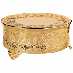 Elegance Round Ornate Wedding Cake Stand  14  Gold