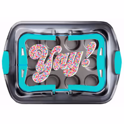 Chicago Mettalic Chicago Metallic 12 Cup Muffin Pan with Carry Lid YAY Sprinkles Pattern