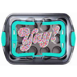 Chicago Mettalic Chicago Metallic 12 Cup Muffin Pan with Carry Lid  YAY Sprinkles Pattern