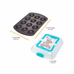 Chicago Mettalic Chicago Metallic 12 Cup Muffin Pan with Carry Lid  YAY Sprinkles Pattern