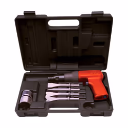 CP7110 Red. Vibration Air Hammer Kit comes with 4 Chisels