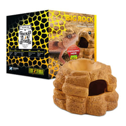 ) Exo Terra Big Rock Brown Ceramic Reptile Hideout Terrarium Cave With Lid - Medium (11 cm x 15 cm x 18 cm