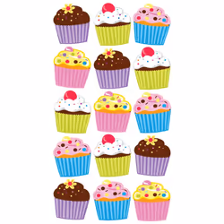 Sticko Bright Vellum and Glitter Cupcakes Stickers