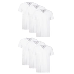 Hanes Mens Cotton  Moisture-wicking V-neck Tee Undershirts  Multiple Packs And Colors  White - 6 Pack  Small US