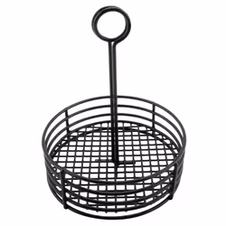 G.E.T. 4-31855 Black Round Stainless Steel Condiment Caddy Iron Polyethylene Coated Table Caddies Collection 7.5""""