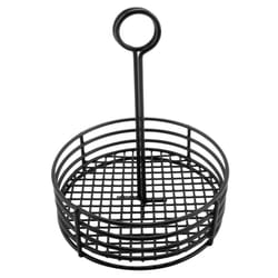 G.E.T. 4-31855 Black Round Stainless Steel Condiment Caddy Iron Polyethylene Coated Table Caddies Collection  7.5""""